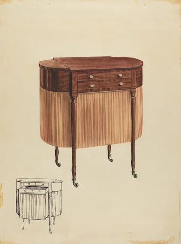 Sewing Table by Ferdinand Cartier, index of american design, 1935-1942