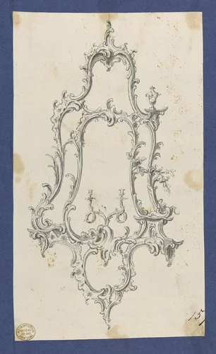 Mirror with Sconces, in Chippendale Drawings, Vol. I by Thomas Chippendale, drawing, 1748-1758