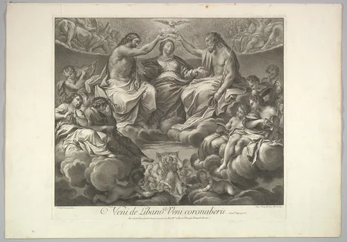 Coronation of the Virgin by Annibale Carracci, print, 1741