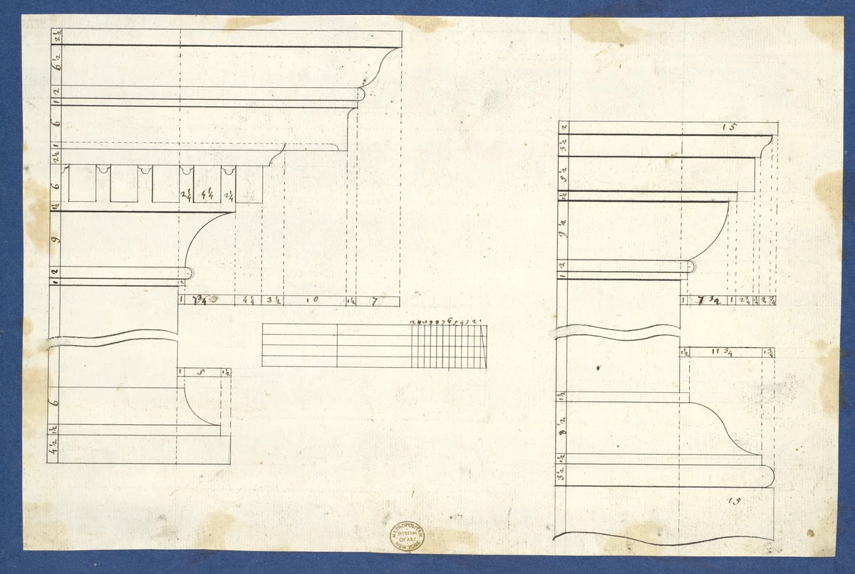 Moldings for Bookcases, from Chippendale Drawings, Vol. II by Thomas Chippendale, drawing, 1753