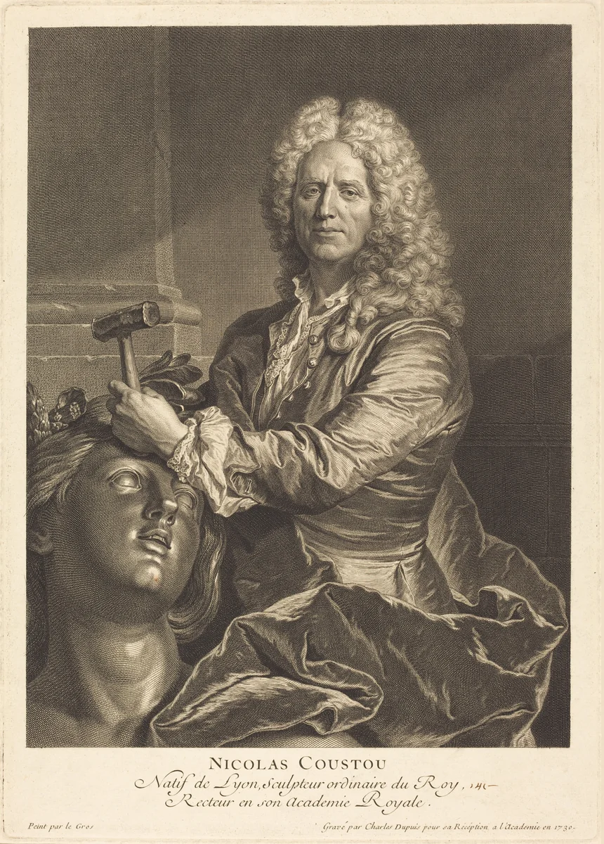 Nicolas Coustou by Charles Dupuis, print, 1730
