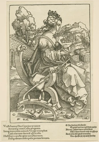 Saint Catherine by Hans Baldung Grien, print, 1505-1507