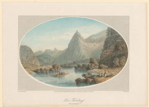 Gezicht op Burg Kronburg en de Inn by William French, print, 1838-1898