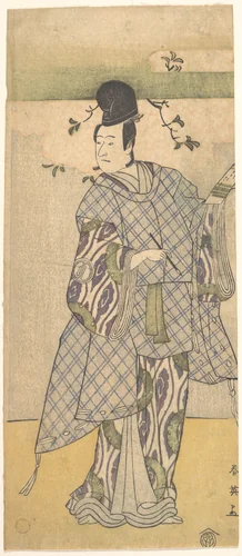 The Actor Sawamura Sojuro III as a Nobleman Writing Poetry by Katsukawa Shun'ei (勝川春英), print, 1782
