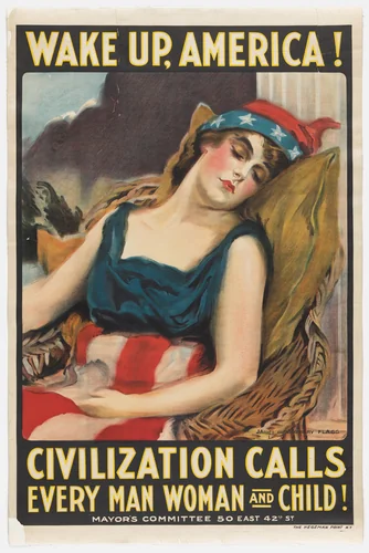 Wake up America! Civilization Calls Every Man, Woman and Child! by James Montgomery Flagg, design, 1917