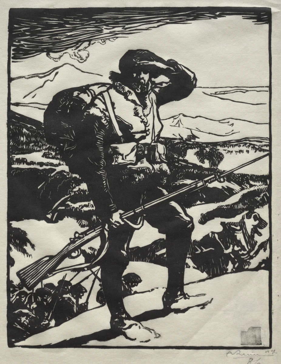 Chasseur Alpin Regardant La Plaine Du Rhin by Auguste Louis Lepère, print, 1919