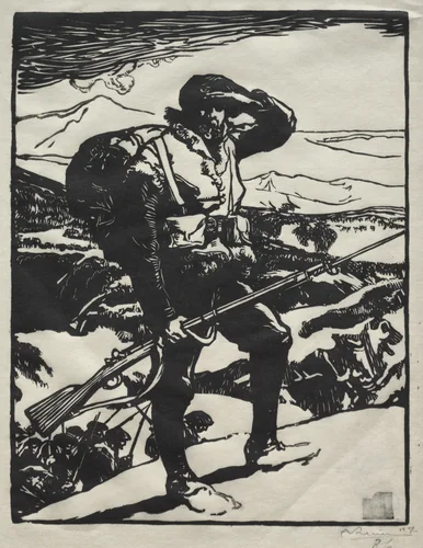 Chasseur Alpin Regardant La Plaine Du Rhin by Auguste Louis Lepère, print, 1919
