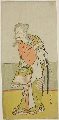 The Actor Nakajima Kanzaemon III as Yaguchi no Karasu-baba in the Play Hono Nitta Daimyojin, Performed at the Morita Theater in the Seventh Month, 1777 by Katsukawa Shunsho (勝川 春章), print, 1772-1782