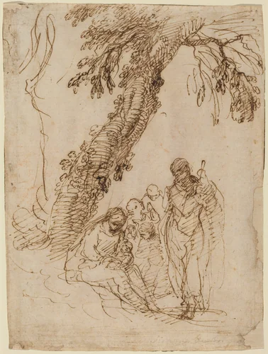 The Holy Family under a Tree by Simone Cantarini, drawing, 1612-1648