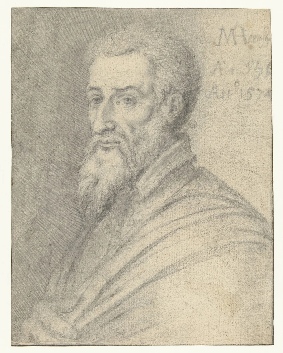 Portret van Maerten van Heemskerck by anonymous, drawing, 1574-1579