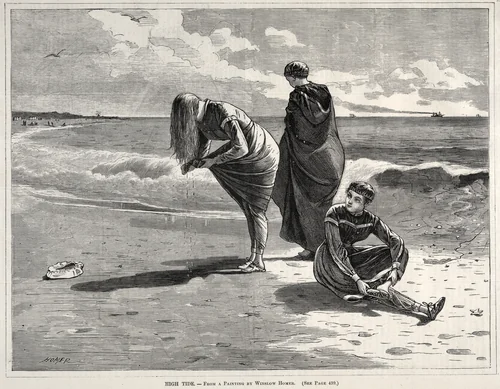 High Tide by Winslow Homer, print, 1870