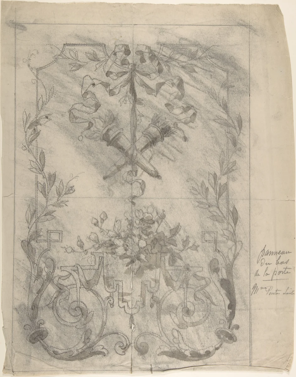 Design for Door Paneling by Charles Monblond, drawing, 1800-1899