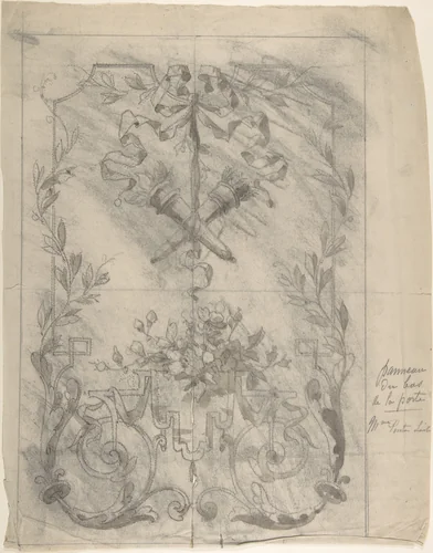 Design for Door Paneling by Charles Monblond, drawing, 1800-1899