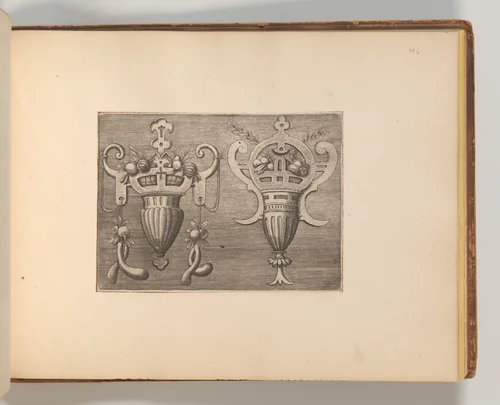 Series of Cartouches, in: Targhe ed altri ornati di varie e capricciose invenzioni (Cartouches and other ornaments of various and capricious invention, page 44) by Cornelis Bos, book, 1540-1560