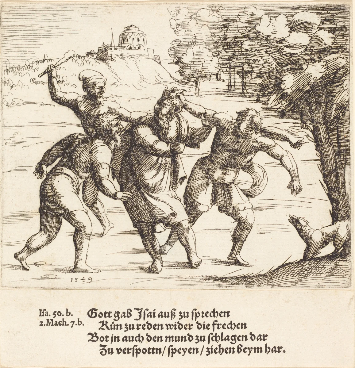 Isaiah Accepts Mockery because of His Faith by Augustin Hirschvogel, print, 1549