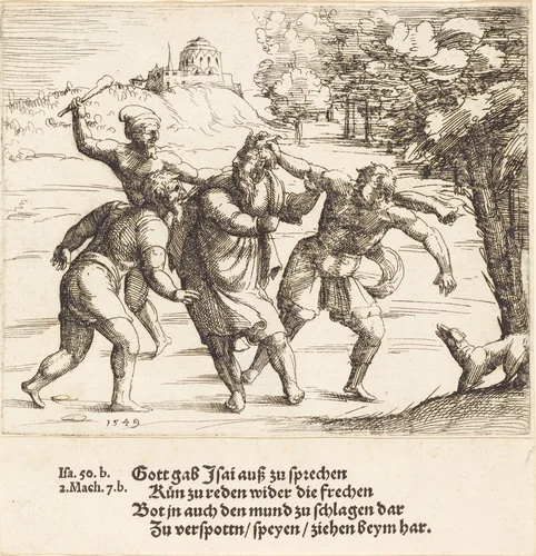 Isaiah Accepts Mockery because of His Faith by Augustin Hirschvogel, print, 1549