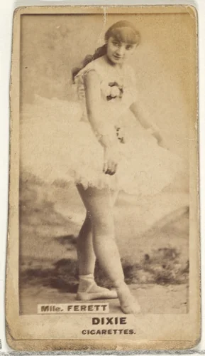 Mlle. Ferett, from the Actors and Actresses series (N45, Type 1) for Dixie Cigarettes by Allen & Ginter, photograph, 1885-1891