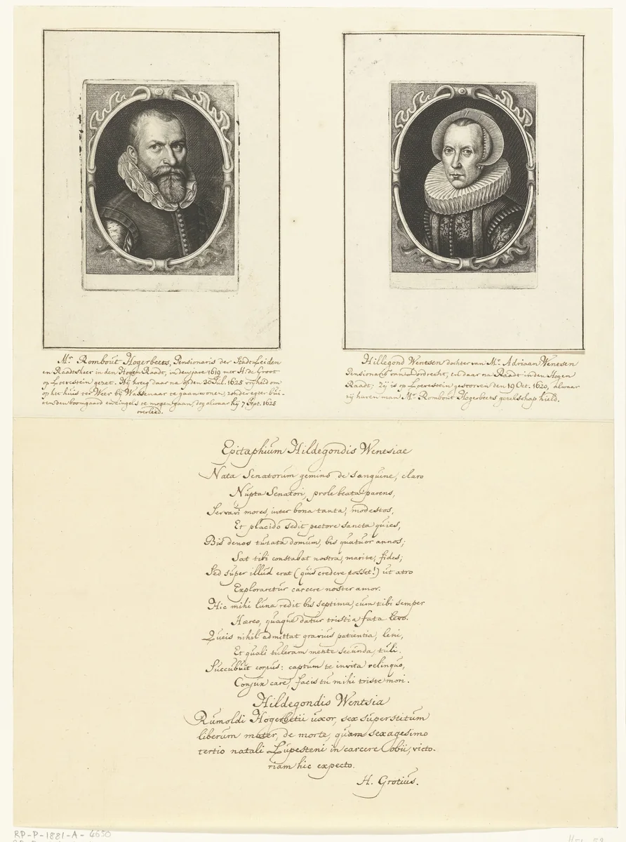 Portret van Rombout Hogerbeets by Hendrik Bary, print, 1657-1707