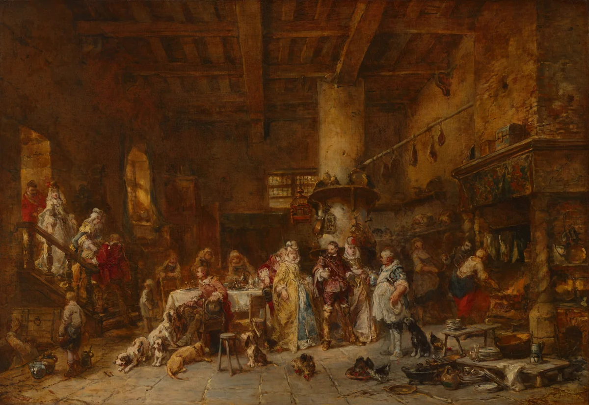 Country Tavern, Feasting by Eugène Isabey, painting, 1875