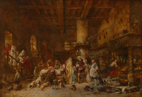 Country Tavern, Feasting by Eugène Isabey, painting, 1875