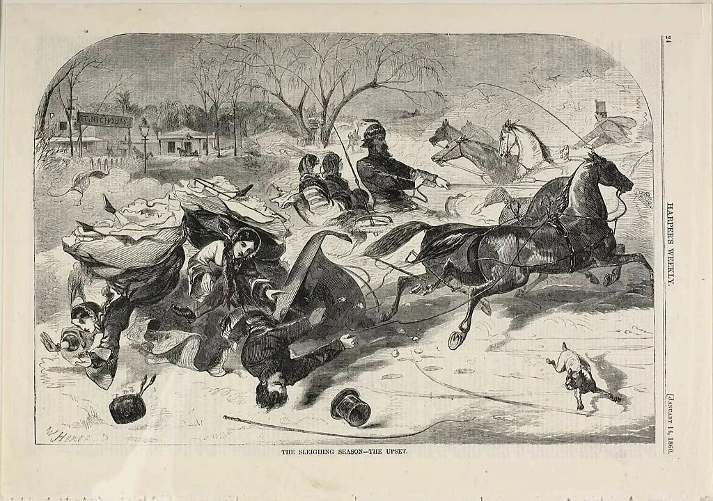 The Sleighing Season—the Upset by Winslow Homer, print, 1860
