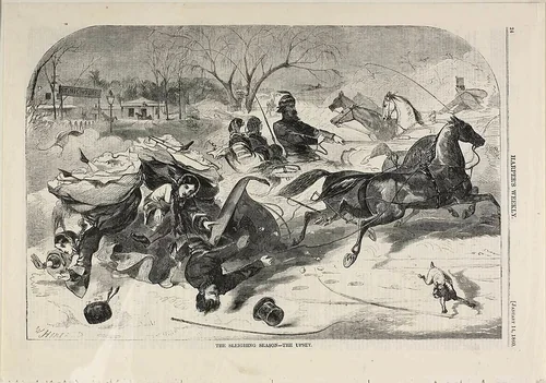 The Sleighing Season—the Upset by Winslow Homer, print, 1860