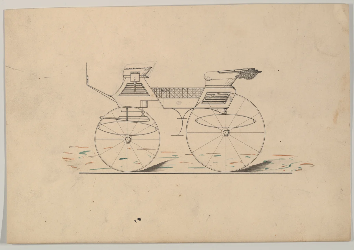 Design for Phaeton (unnumbered) by Brewster & Co., drawing, 1870-1880