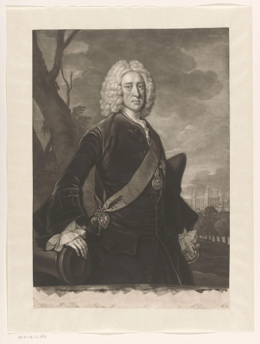 Portret van John Montagu by James McArdell, print, 1745-1765