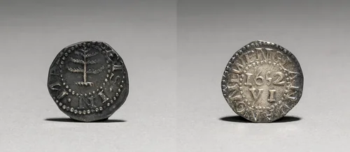 Sixpence by John Hull, metalwork, 1652