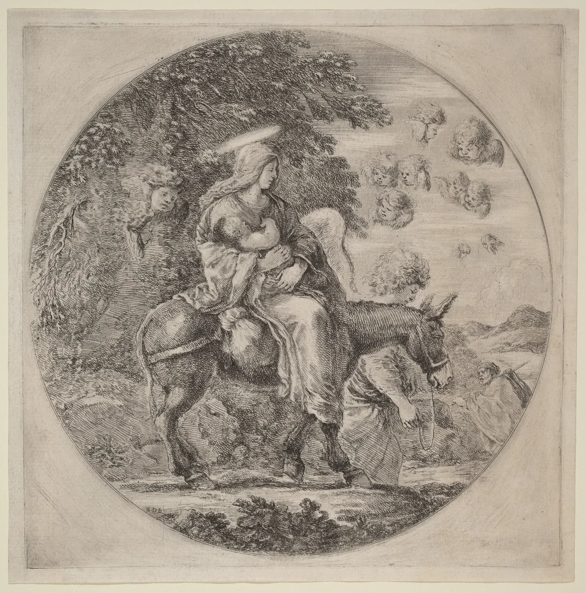 The Flight into Egypt by Stefano della Bella, print, 1662