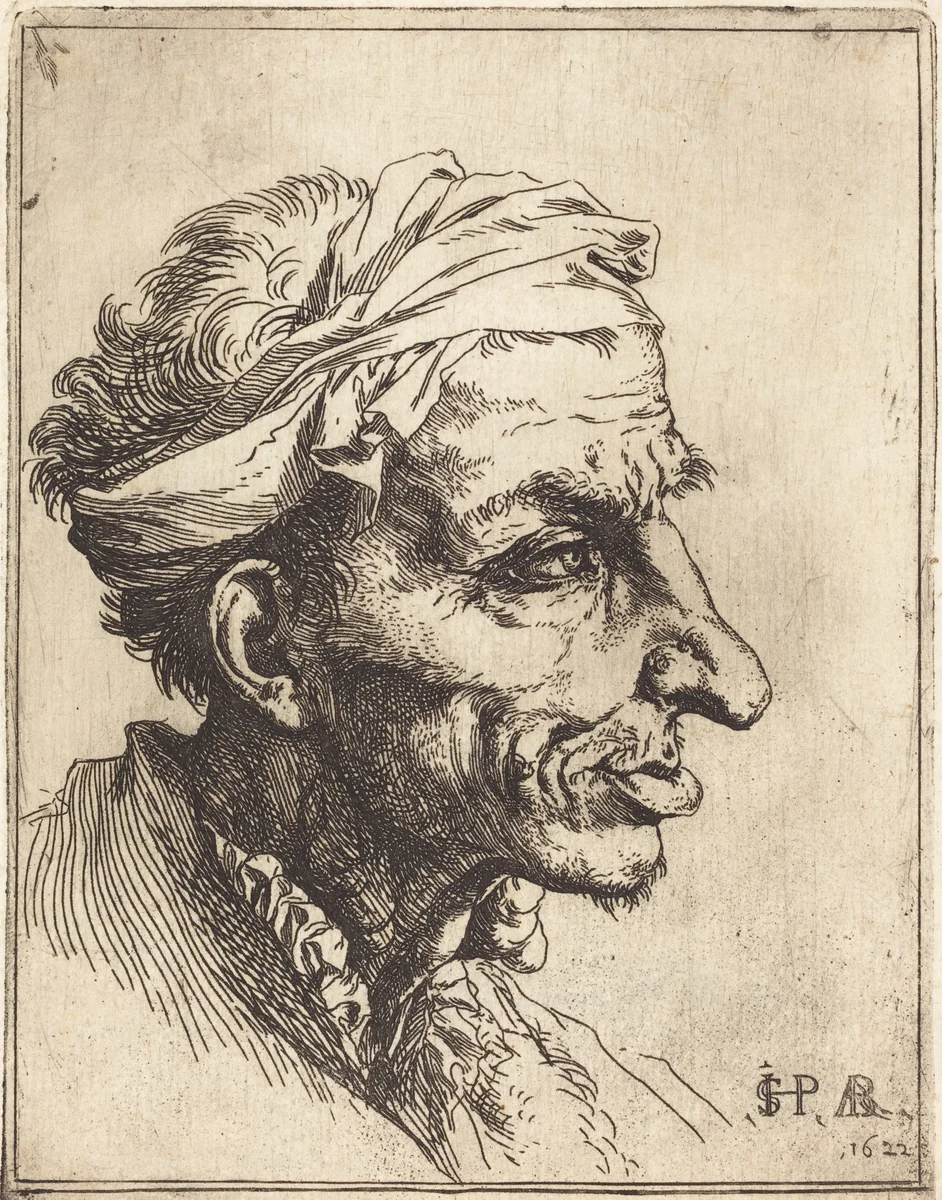 Small Grotesque Head by Jusepe de Ribera, print, 1622