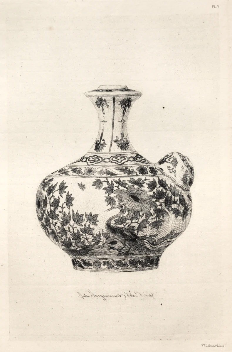 History of the Ceramic Art: A Descriptive and Philosophical Study of the Pottery of All Ages and All Nations: Persia: Soft Porcelain- Gargoulette, Decorated with the Simorg (Plate VI) by Jules Jacquemart, book, 1877