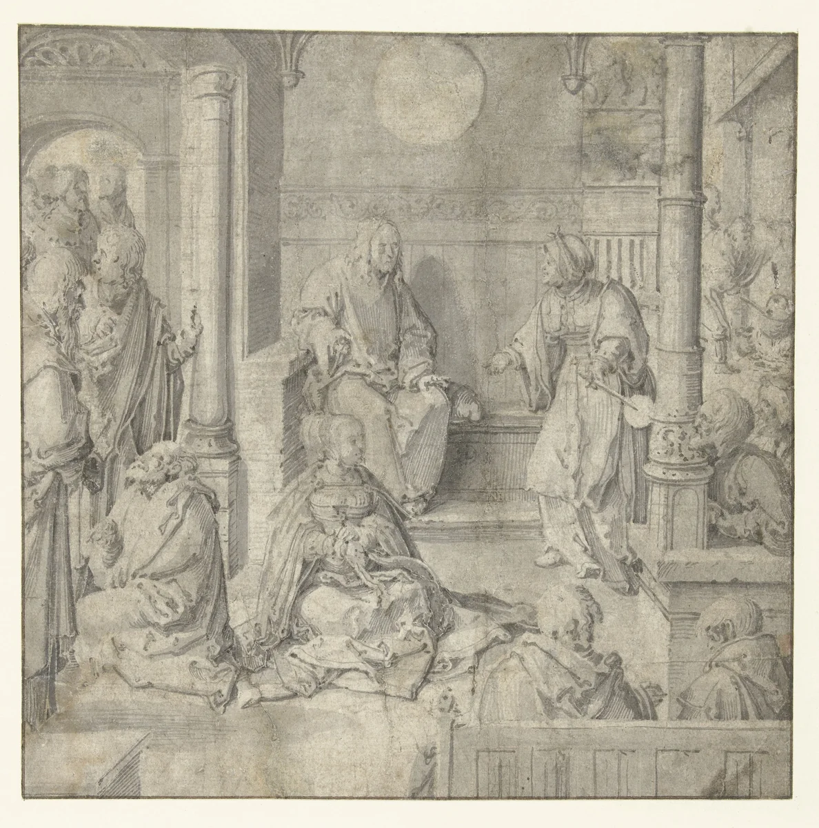Christus in het huis van Martha en Maria by Unknown, drawing, 1499