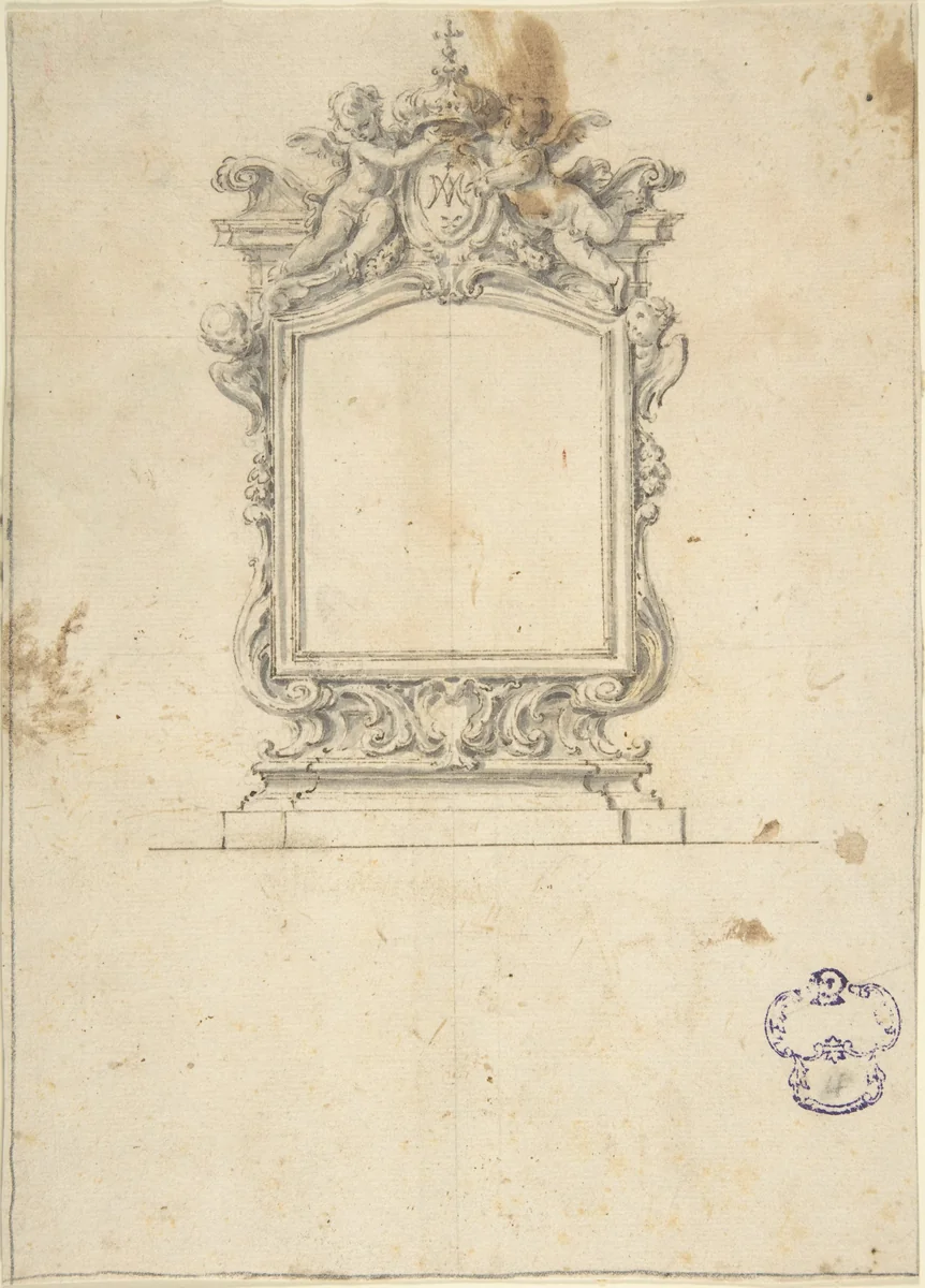 Design for Ecclesiastical Picture Frame by anonymous, drawing, 1640-1660
