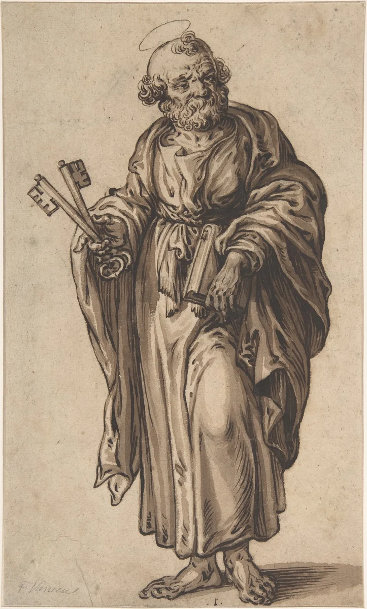 Saint Peter by Ludolf Büsinck, drawing, 1610-1669