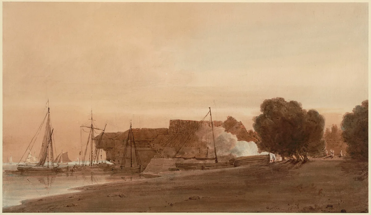 A Boatyard at the Mouth of an Estuary by Thomas Girtin, painting, 1800