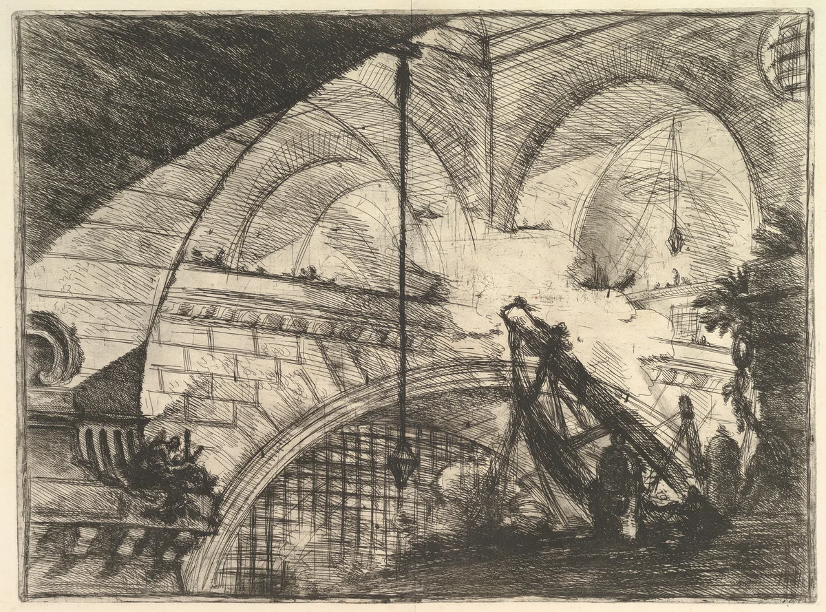 The Arch with a Shell Ornament, from "Carceri d'invenzione" (Imaginary Prisons) by Giovanni Battista Piranesi, print, 1744-1755