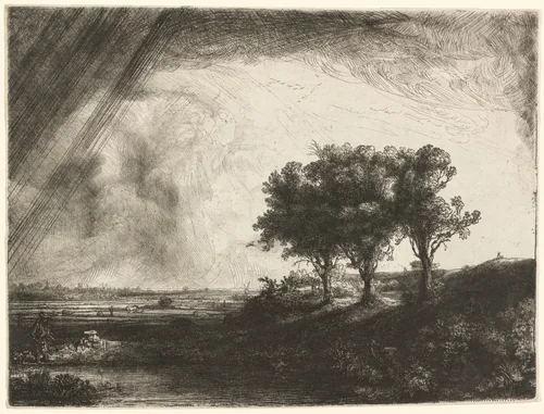 The Three Trees by Rembrandt van Rijn, print, 1643