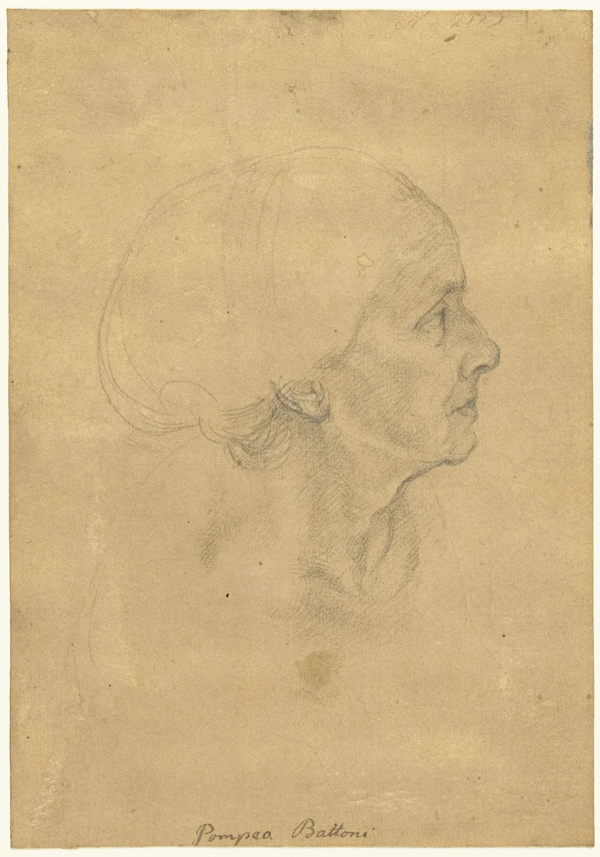 Kop van een oude vrouw by Pompeo Batoni, drawing, 1741-1746