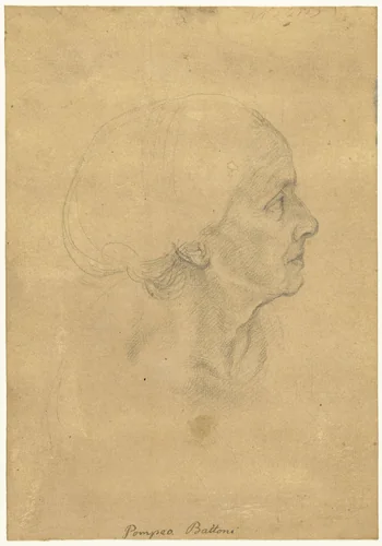 Kop van een oude vrouw by Pompeo Batoni, drawing, 1741-1746