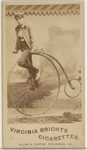 Card 26, from the Girl Cyclists series (N49) for Virginia Brights Cigarettes by Allen & Ginter, photograph, 1887