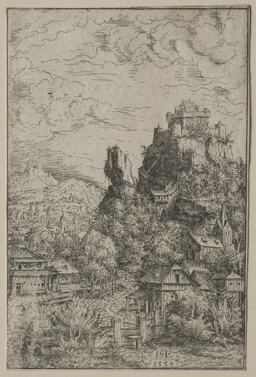 Landscape with a Castle by Hanns Lautensack, print, 1553