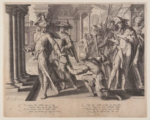 Allegory of Justice, plate 11 from Thrones of Justice (Thronus Iustitiae) by Willem van Swanenburgh, print, 1605