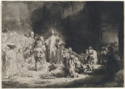 Christ Preaching (The Hundred Guilder Print) by Rembrandt van Rijn, print, 1643-1649