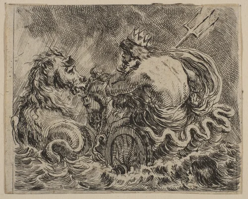 Neptune, from 'Game of Mythology' (Jeu de la Mythologie) by Stefano della Bella, print, 1644