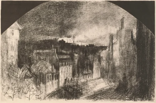Montmartre le 14 Juillet (Bastille Day in Montmartre) by Félix-Hilaire Buhot, print, 1892