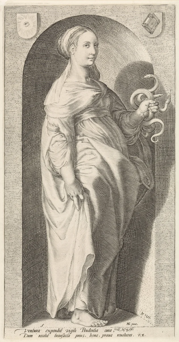 Voorzichtigheid (Prudentia) by Jacob Matham, print, 1593