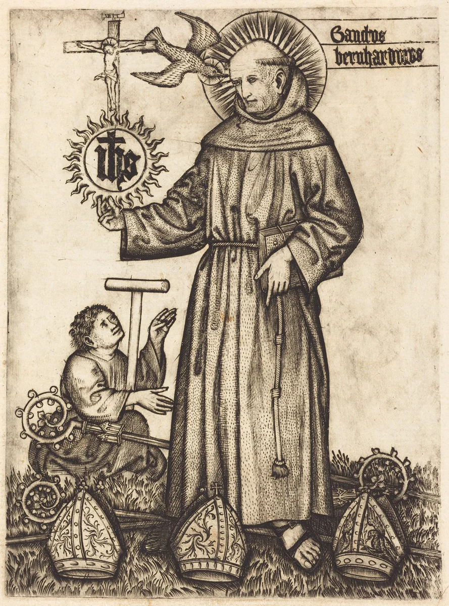 Sanctus Bernhardinus by Master of Balaam, print, 1450-1475