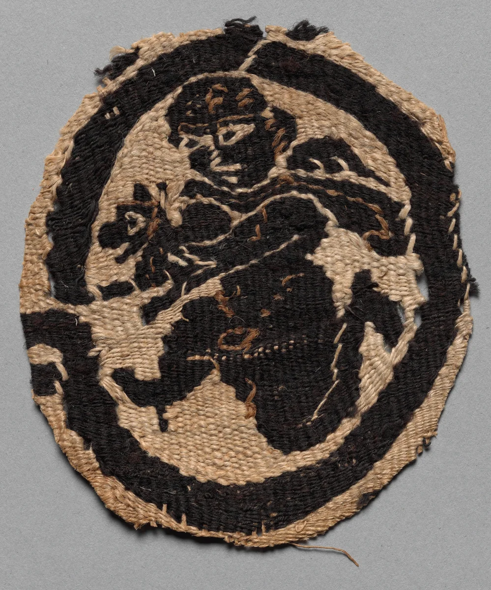Fragment with Running Figure by Unknown, textile, 500-599