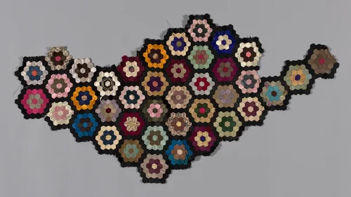 Fragment from Bedcover (Mosaic or Honeycomb Quilt) by United States, textile, 1876